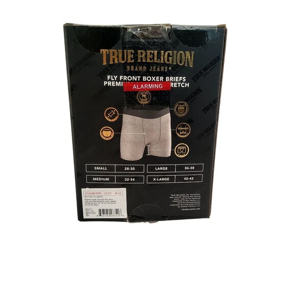 True Religion Mens 3-Pack Fly Front Boxer Briefs Premium Cotton Stretch Size L - Picture 2 of 5